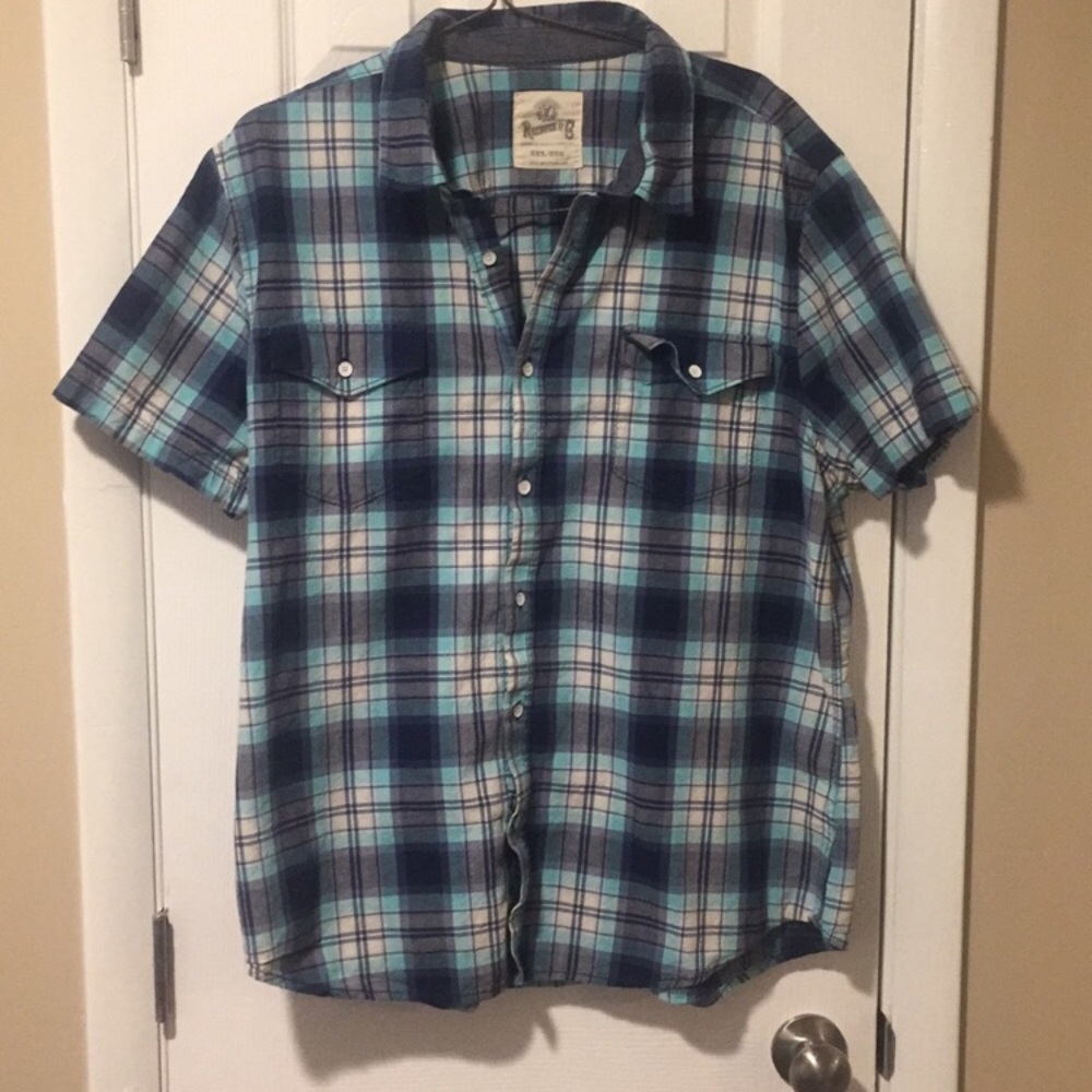 Blue plaid shortsleeved shirt Roebuck and co xxl